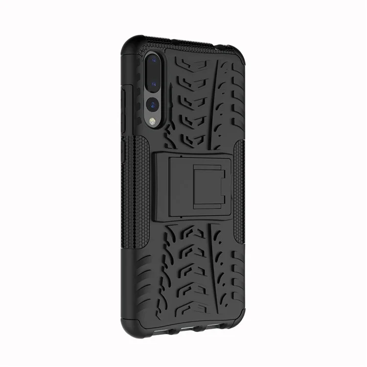 For Huawei P20 Pro Anti-slip PC + TPU Hybrid Case with Kickstand - Black