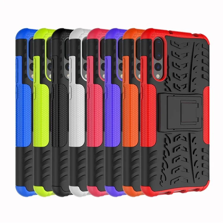 Für Huawei P20 Pro Anti-Rutsch-PC + TPU-Hybrid-Hülle mit Ständer - Schwarz