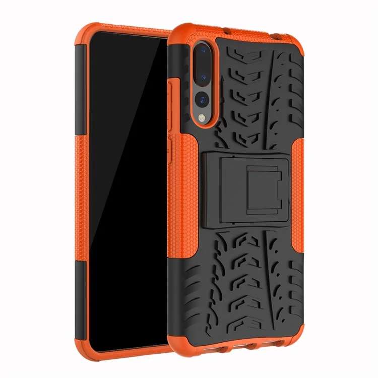 For Huawei P20 Pro Anti-slip PC + TPU Hybrid Phone Cover with Kickstand - Orange