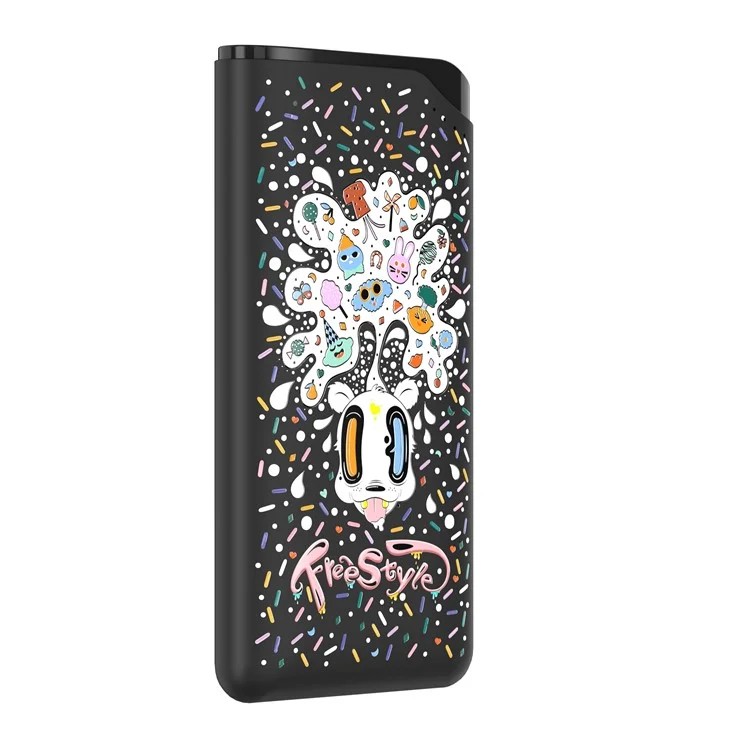 Embossed Patterned 10000mAh Dual USB External Power Bank for iPhone Samsung Huawei - Black