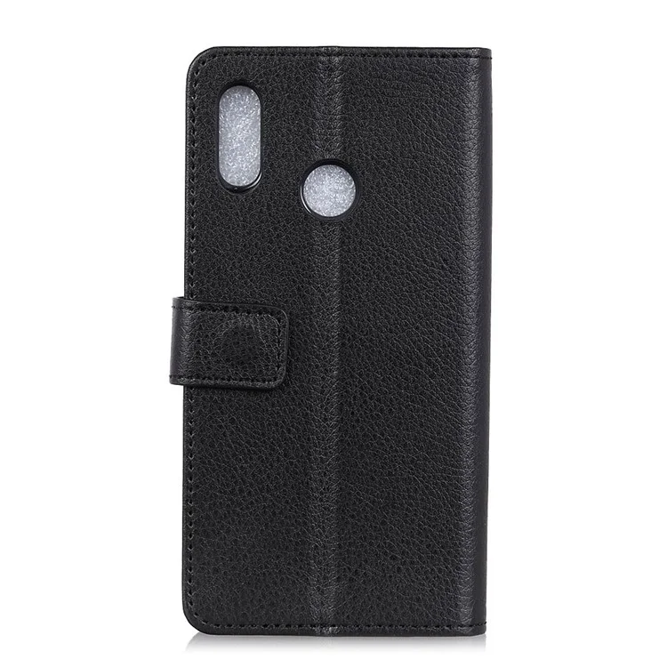 Litchi Skin Wallet Leather Stand Case for Huawei P20 Lite / Nova 3e - Black