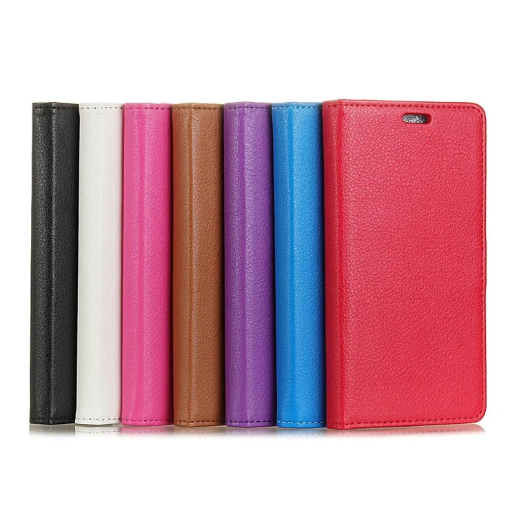 Litchi Skin Wallet Leather Stand Case for Huawei P20 Lite / Nova 3e - Black