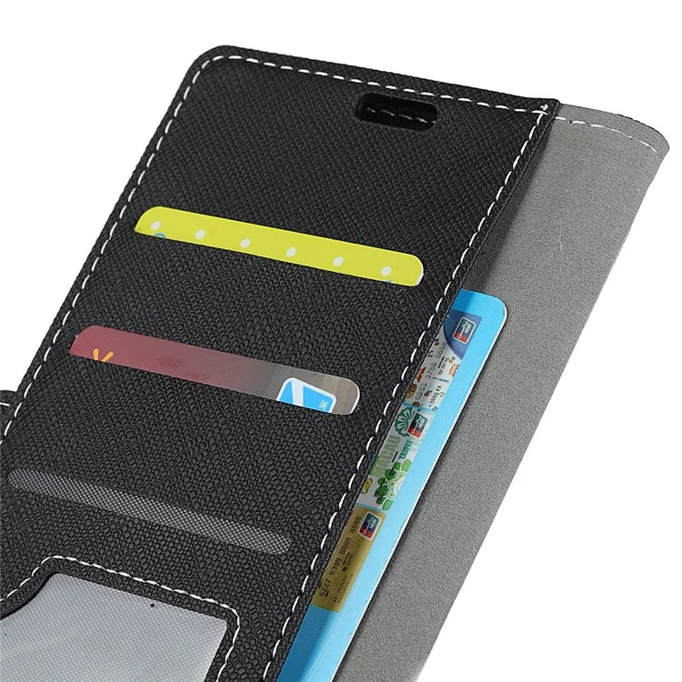 Cross Texture Wallet Leather Stand Case for Huawei P20 Lite / Nova 3e - Black