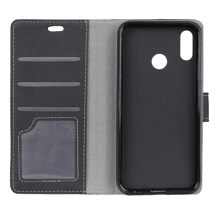 Cross Texture Wallet Leather Stand Case for Huawei P20 Lite / Nova 3e - Black