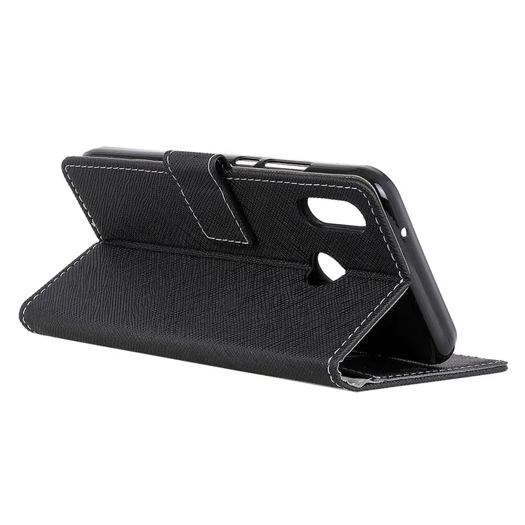 Cross Texture Wallet Leather Stand Case for Huawei P20 Lite / Nova 3e - Black