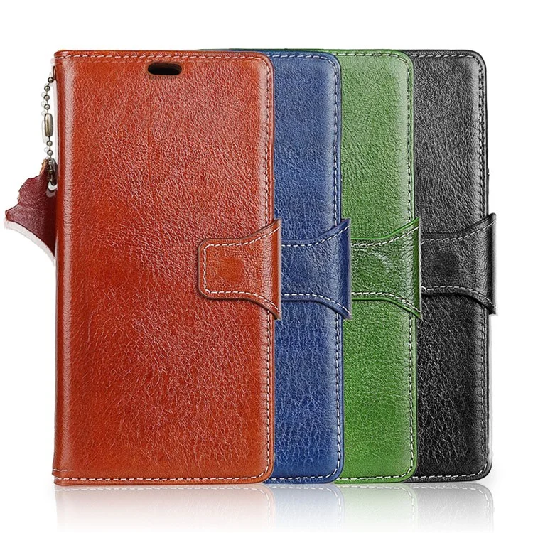 Crazy Horse Texture Genuine Leather Wallet Case for Huawei Honor 7C/Enjoy 8 /Y7 Prime (2018) - Black