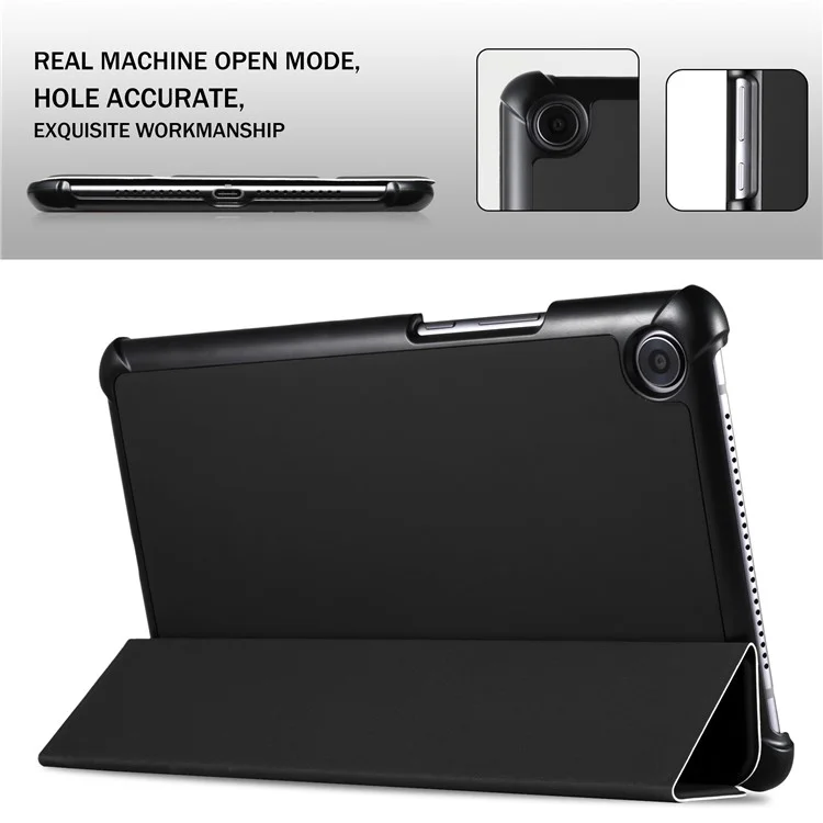 Tri-fold Stand Smart Leather Tablet Case for Huawei MediaPad M5 8 - Black