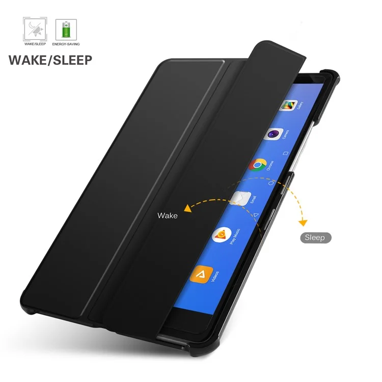 Tri-fold Stand Smart Leather Tablet Case for Huawei MediaPad M5 8 - Black