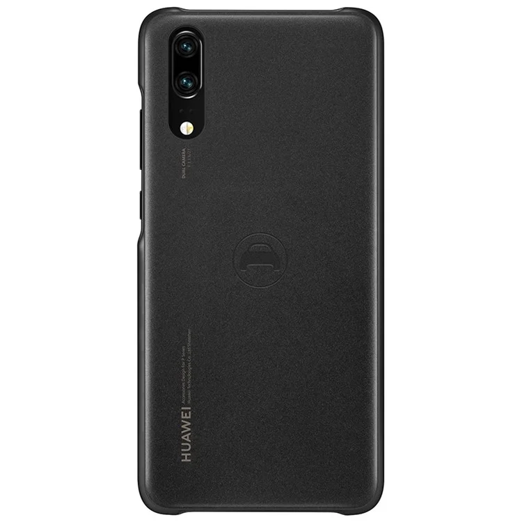 HUAWEI for Huawei P20 PU Leather Coated PC Hard Case + Magnetic Car Air Vent Mount Set - Black