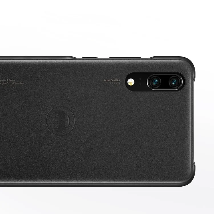 HUAWEI for Huawei P20 PU Leather Coated PC Hard Case + Magnetic Car Air Vent Mount Set - Black
