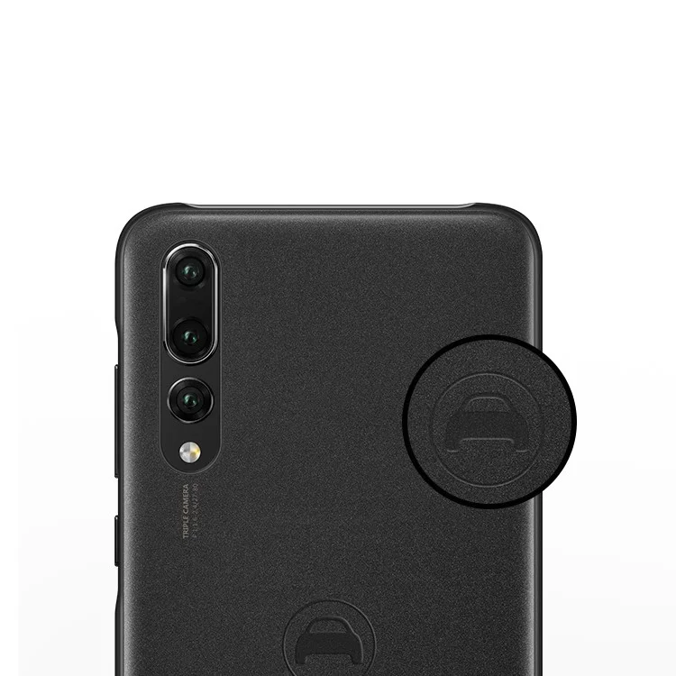 HUAWEI PU Leather Coated PC Hard Case + Magnetic Car Air Vent Mount Set for Huawei P20 Pro - Black