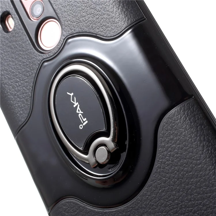 IPAKY PC + TPU Hybrid Protective Cover with Ring Holder Stand for Huawei Mate 10 Pro - Black