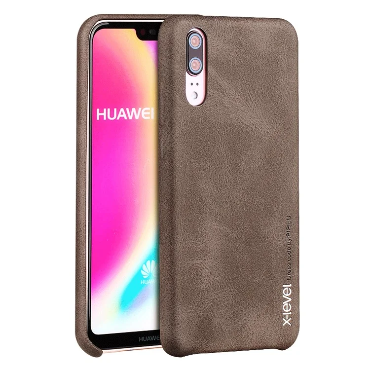 X-LEVEL Vintage Leather Coated PC Mobile Case for Huawei P20 Pro - Brown