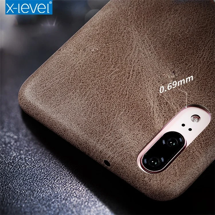 X-LEVEL Vintage Leather Coated PC Mobile Case for Huawei P20 Pro - Brown