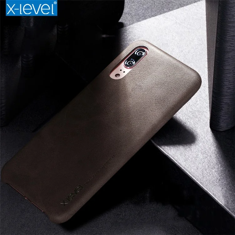 X-LEVEL Vintage Leather Coated PC Mobile Case for Huawei P20 Pro - Brown