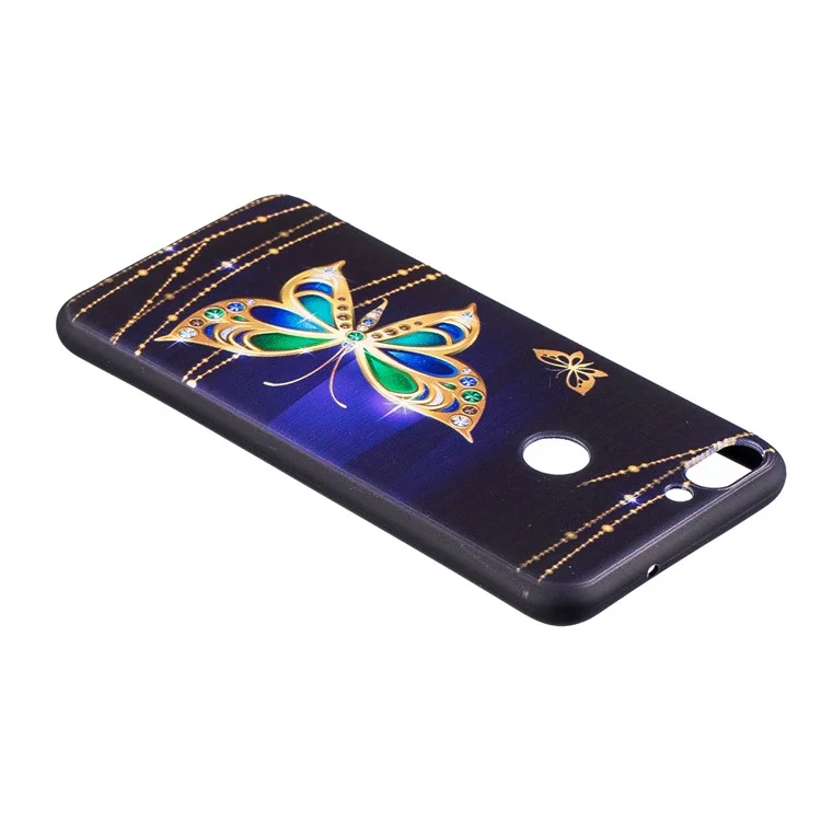 Pattern Printing Embossed TPU Case for Huawei P Smart / Enjoy 7S - Colorized Butterfly