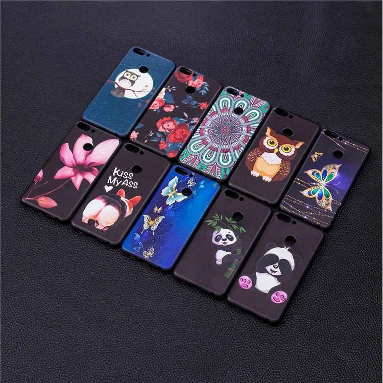 Pattern Printing Embossed TPU Case for Huawei P Smart / Enjoy 7S - Colorized Butterfly