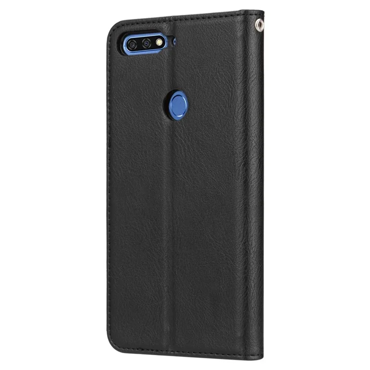 Auto-absorbed Stand Wallet Leather Case for Huawei Honor 7C / Enjoy 8 /Y7 Prime (2018)- Black
