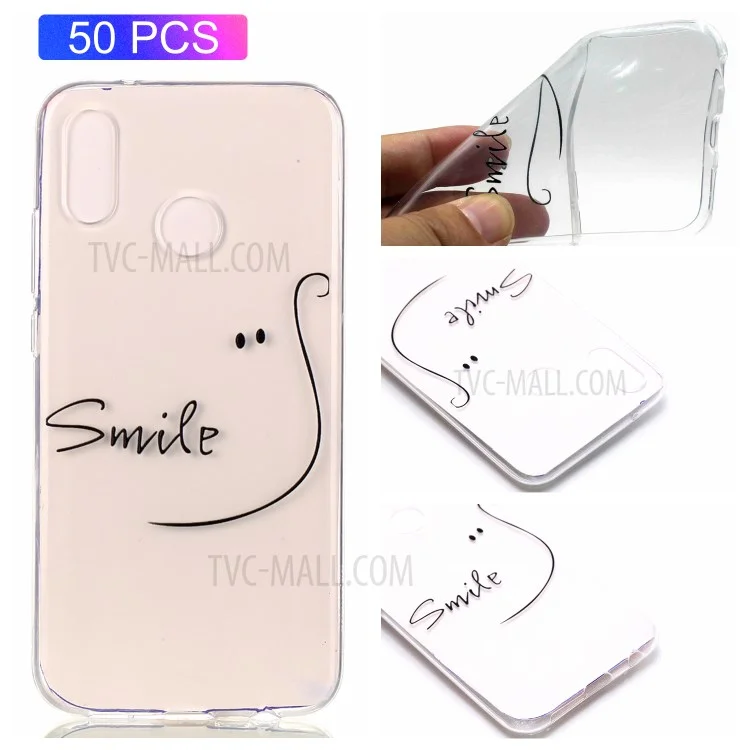 50PCS/Pack Patterned TPU Soft Back Cover for Huawei P20 Lite / Nova 3e - Smile