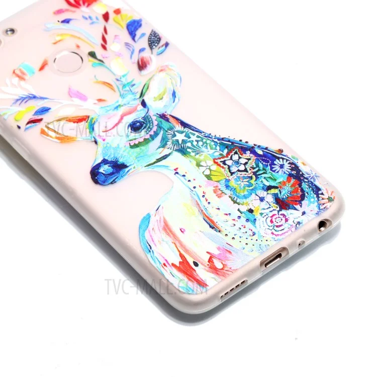 50Pcs/Set Luminous Patterned TPU Phone Cover for Huawei P Smart/Enjoy 7S - Flower Elk