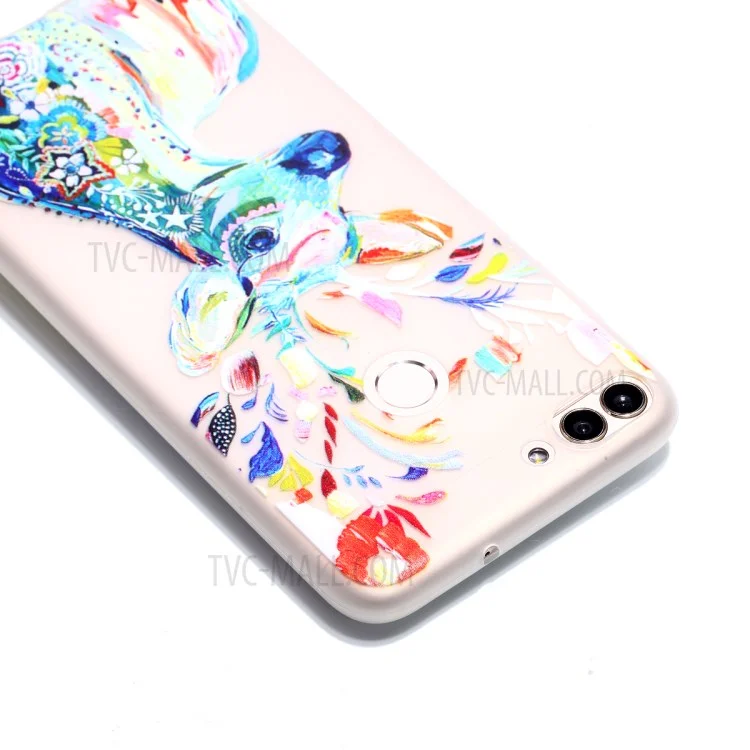50Pcs/Set Luminous Patterned TPU Phone Cover for Huawei P Smart/Enjoy 7S - Flower Elk