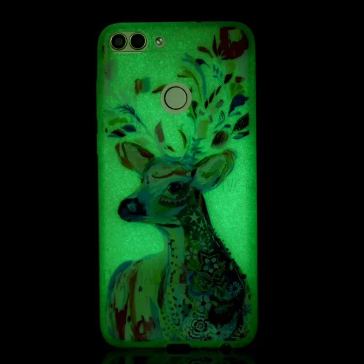 50Pcs/Set Luminous Patterned TPU Phone Cover for Huawei P Smart/Enjoy 7S - Flower Elk