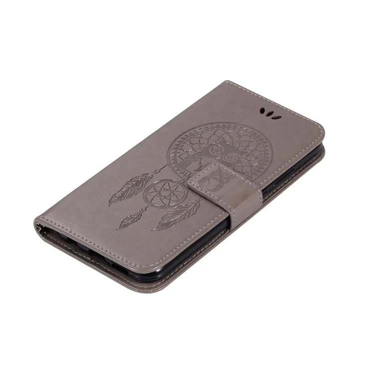 Imprinted Dream Catcher Owl Leather Wallet Case for Huawei P20 Lite / Nova 3e - Grey