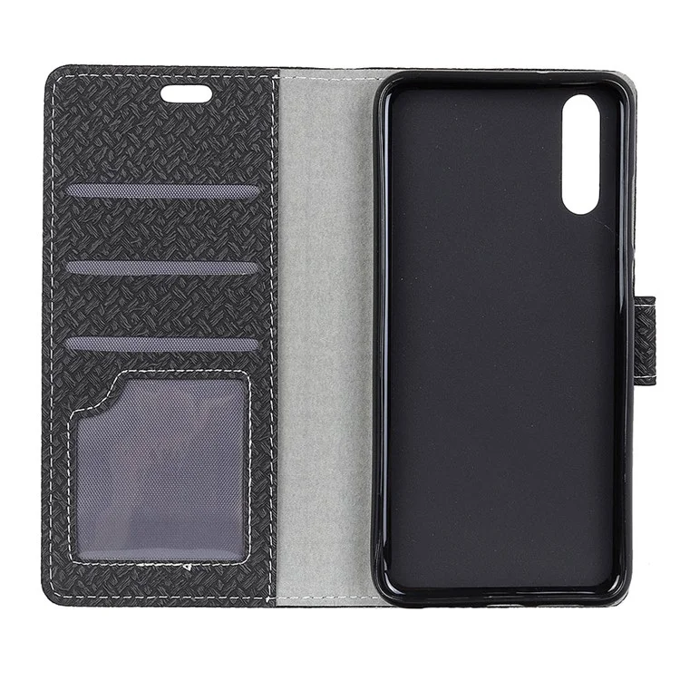 For Huawei P20 Pro Woven Texture Wallet Stand Leather Case - Black