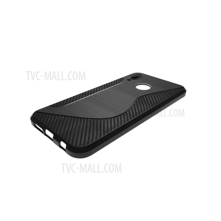 100Pcs/Set Carbon Fiber Brushed S Shape TPU Case for Huawei P20 Lite/Nova 3e - Black
