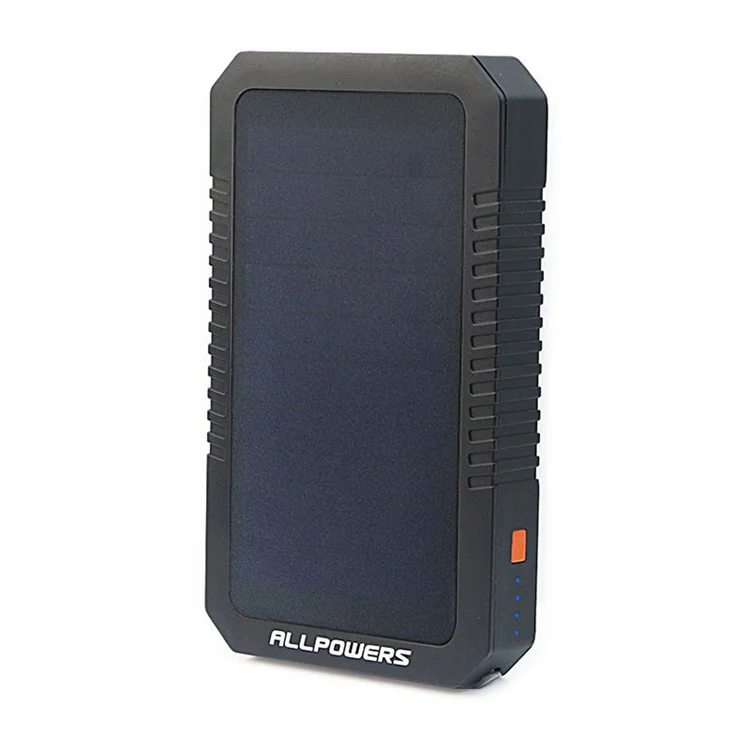 ALLPOWERS Solar Power Bank 12000mAh 2.4A Waterproof External Battery with LED Light for iPhone X/8/8 Plus etc.