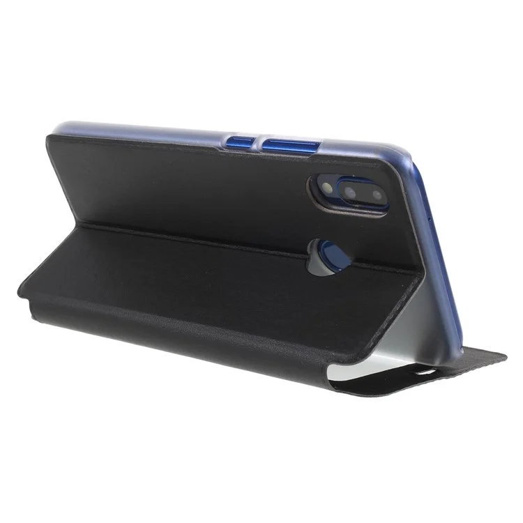 View Window Leather Stand Phone Case for Huawei P20 Lite / Nova 3e - Black