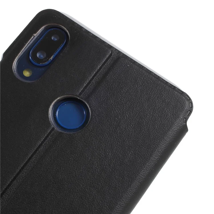 View Window Leather Stand Phone Case for Huawei P20 Lite / Nova 3e - Black