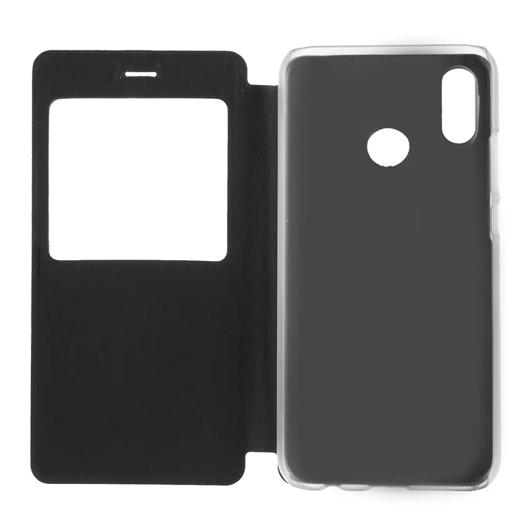 View Window Leather Stand Phone Case for Huawei P20 Lite / Nova 3e - Black