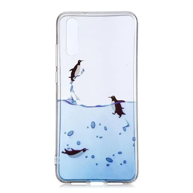 Pattern Printing IMD TPU Soft Phone Accessory Casing for Huawei P20 - Swimming Penguin
