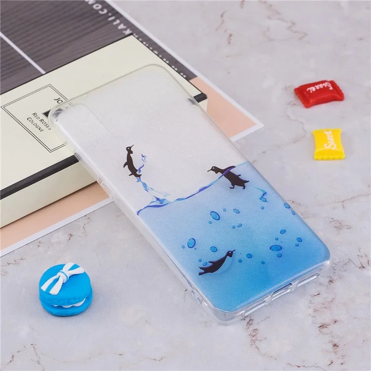 Pattern Printing IMD TPU Soft Phone Accessory Casing for Huawei P20 - Swimming Penguin