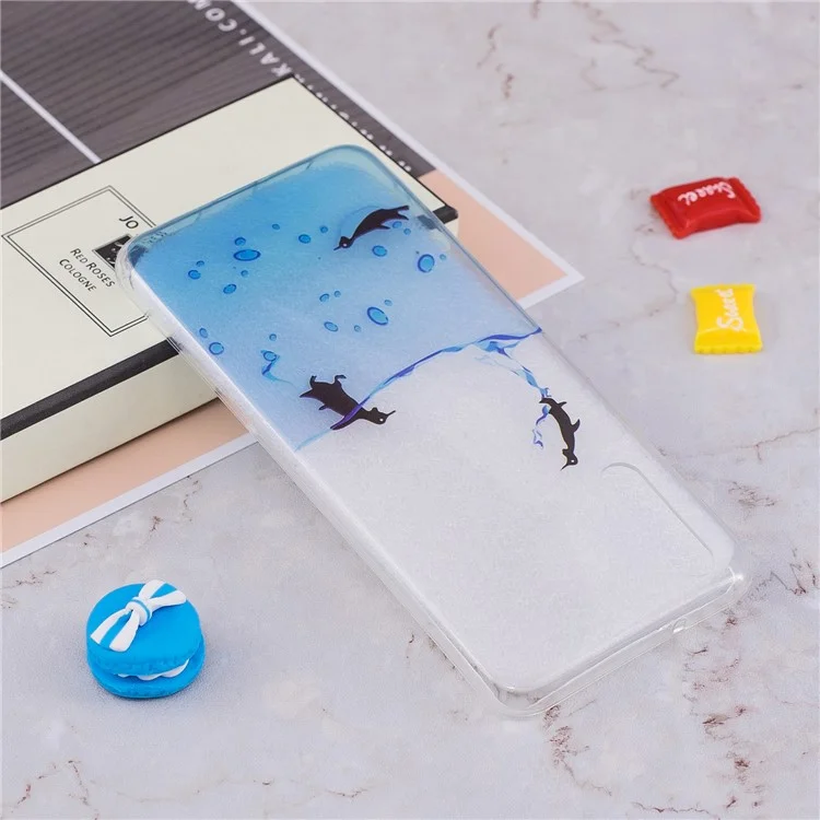 Pattern Printing IMD TPU Soft Phone Accessory Casing for Huawei P20 - Swimming Penguin
