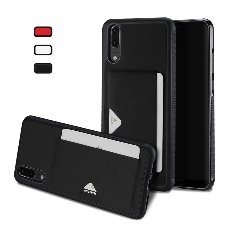 DUX DUCIS Pocard Series Card Pocket PU Leather Coated TPU Case for Huawei P20 - Black