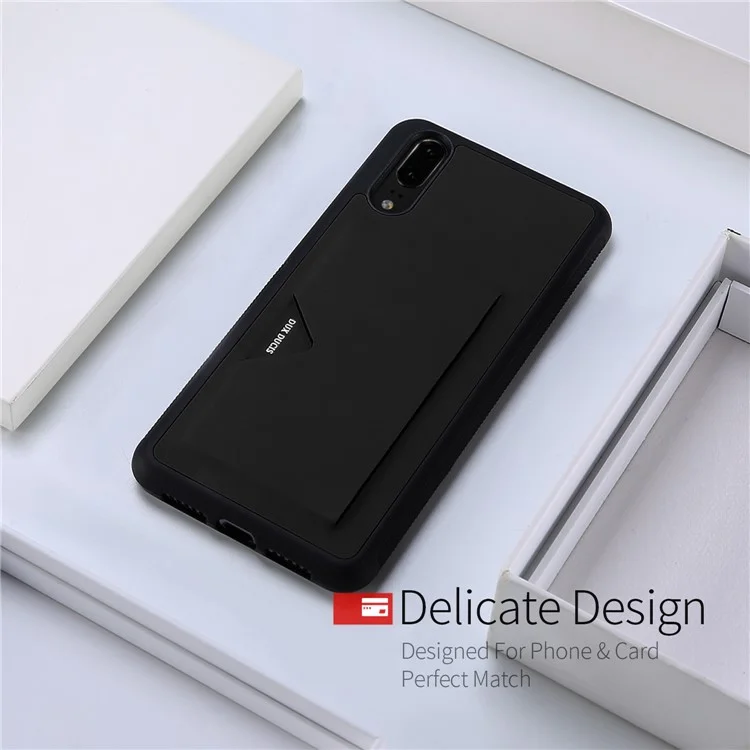 DUX DUCIS Pocard Series Card Pocket PU Leather Coated TPU Case for Huawei P20 - Black