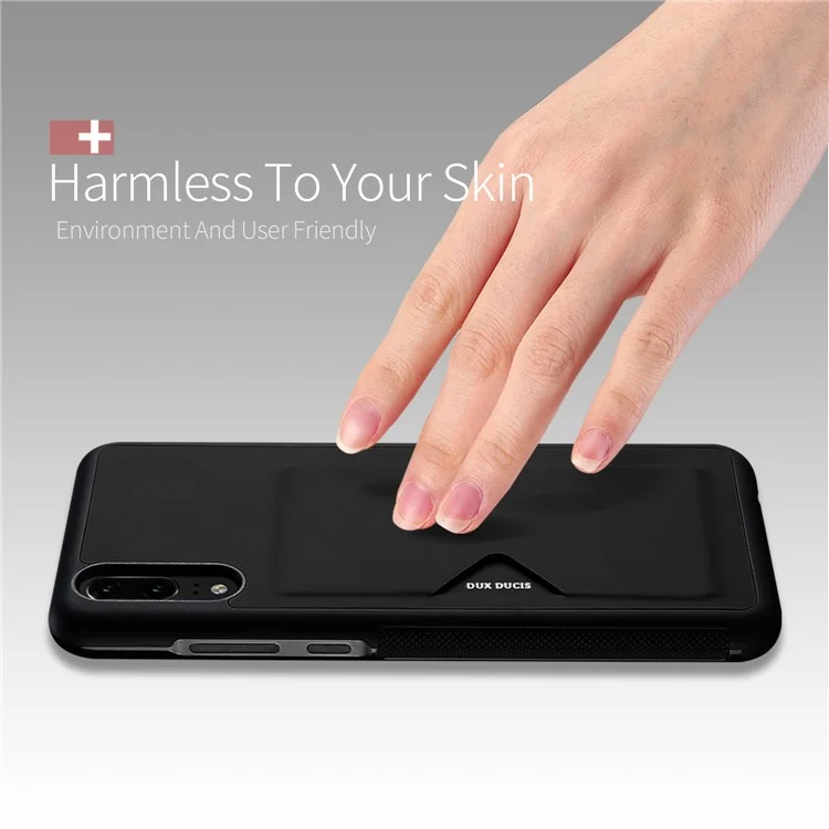 DUX DUCIS Pocard Series Card Pocket PU Leather Coated TPU Case for Huawei P20 - Black