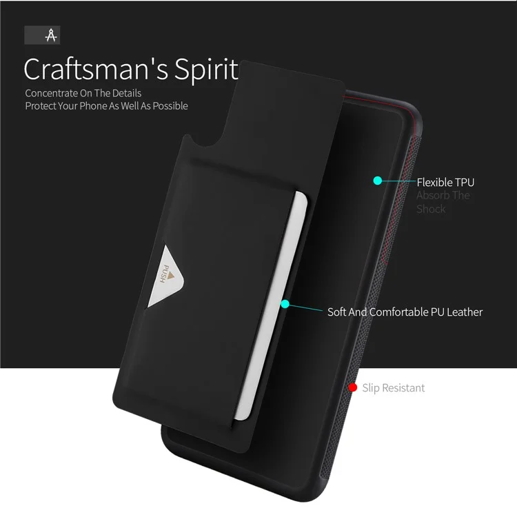 DUX DUCIS Pocard Series Card Pocket PU Leather Coated TPU Case for Huawei P20 - Black