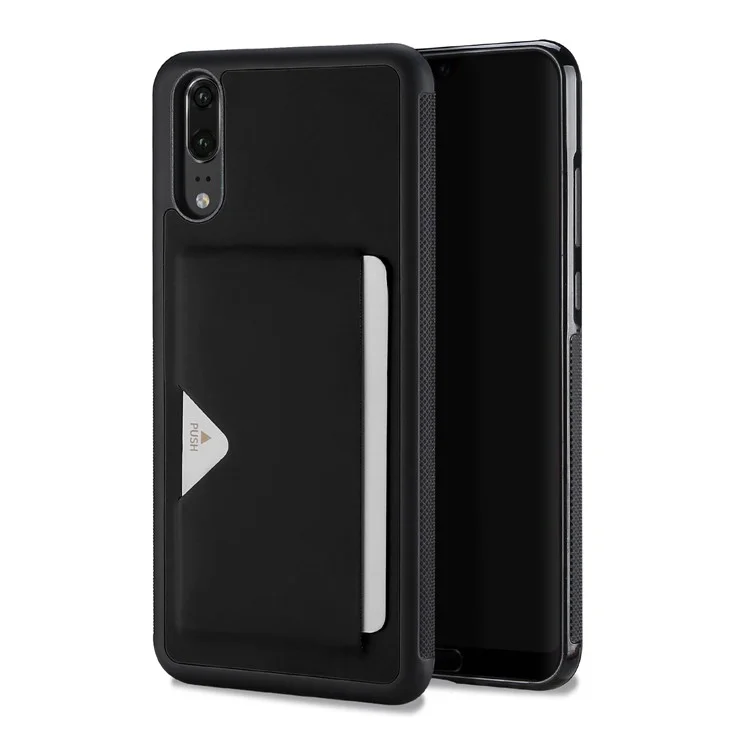 DUX DUCIS Pocard Series Card Pocket PU Leather Coated TPU Case for Huawei P20 - Black