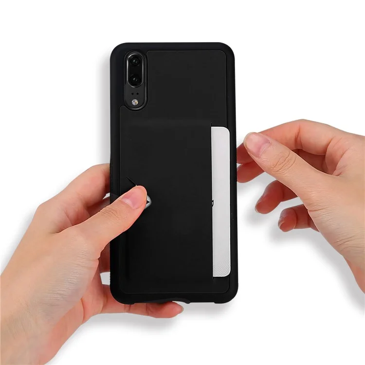 DUX DUCIS Pocard Series Card Pocket PU Leather Coated TPU Case for Huawei P20 - Black
