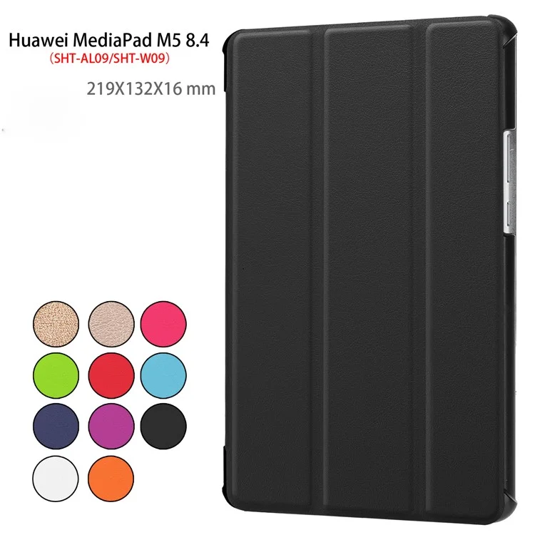 Tri-fold Stand PU Leather Smart Case for Huawei MediaPad M5 8 - Black