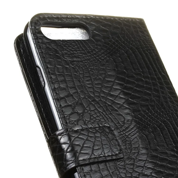 Crocodile Texture Wallet Stand Leather Phone Case for Huawei Y6 (2018)/Honor 7A (without Fingerprint Sensor) - Black
