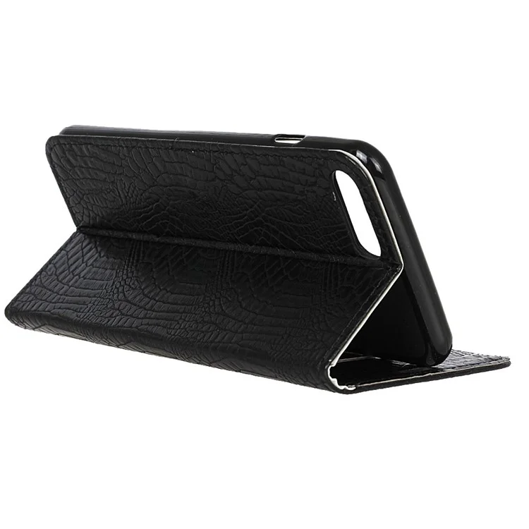 Crocodile Texture Wallet Stand Leather Phone Case for Huawei Y6 (2018)/Honor 7A (without Fingerprint Sensor) - Black