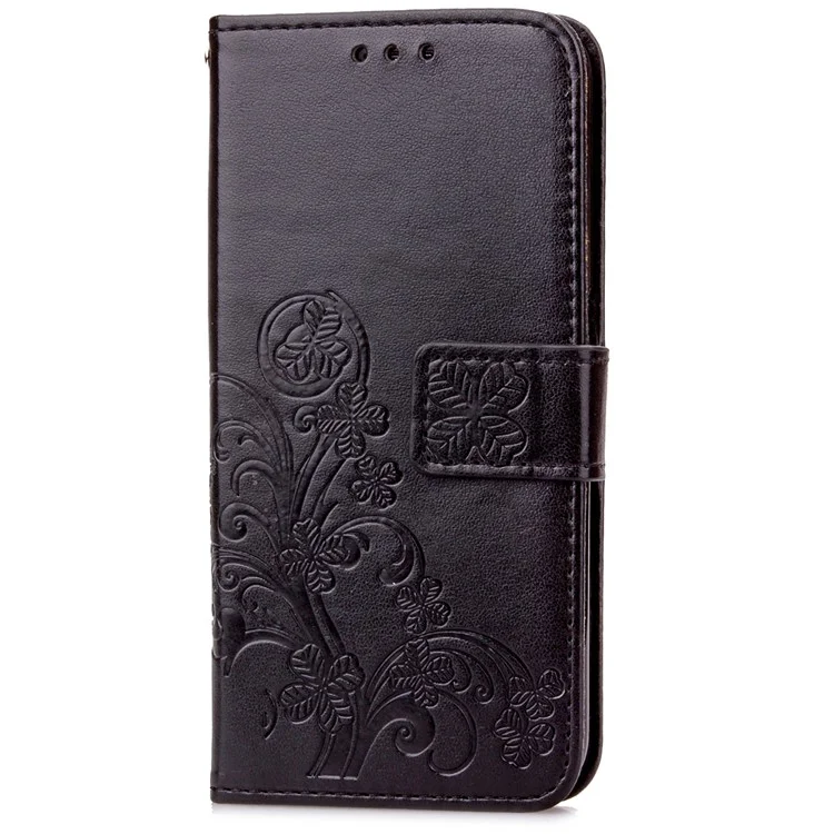 Imprint Clover Pattern Leather Wallet Case for Huawei P20 Lite / Nova 3e - Black