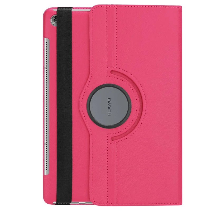 Litchi Grain Leather Stand Folio Case for Huawei Mediapad M5 10 / M5 10 (Pro) with Elastic Band - Rose