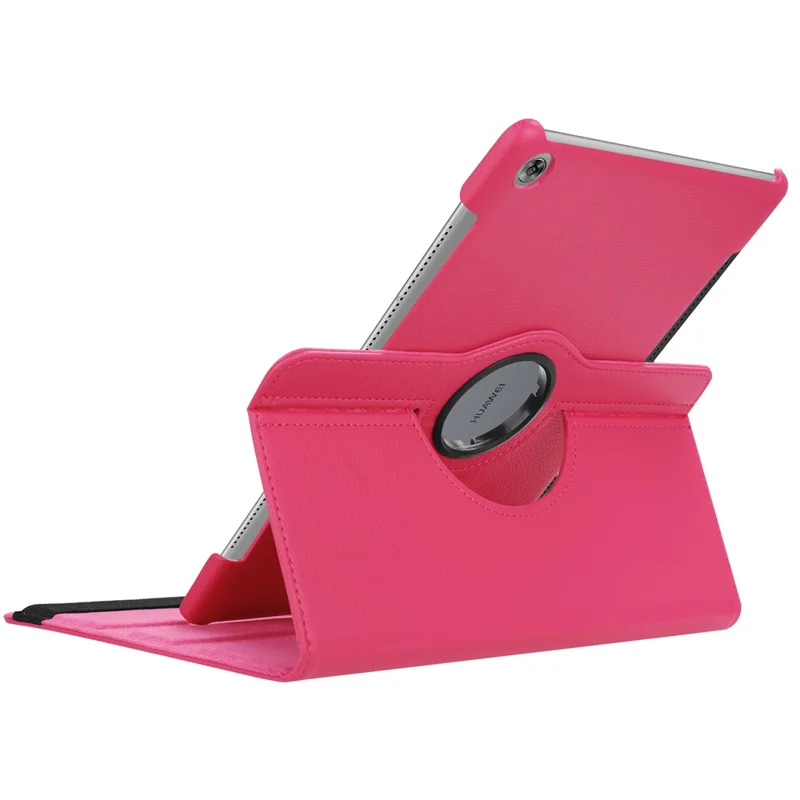 Litchi Grain Leather Stand Folio Case for Huawei Mediapad M5 10 / M5 10 (Pro) with Elastic Band - Rose