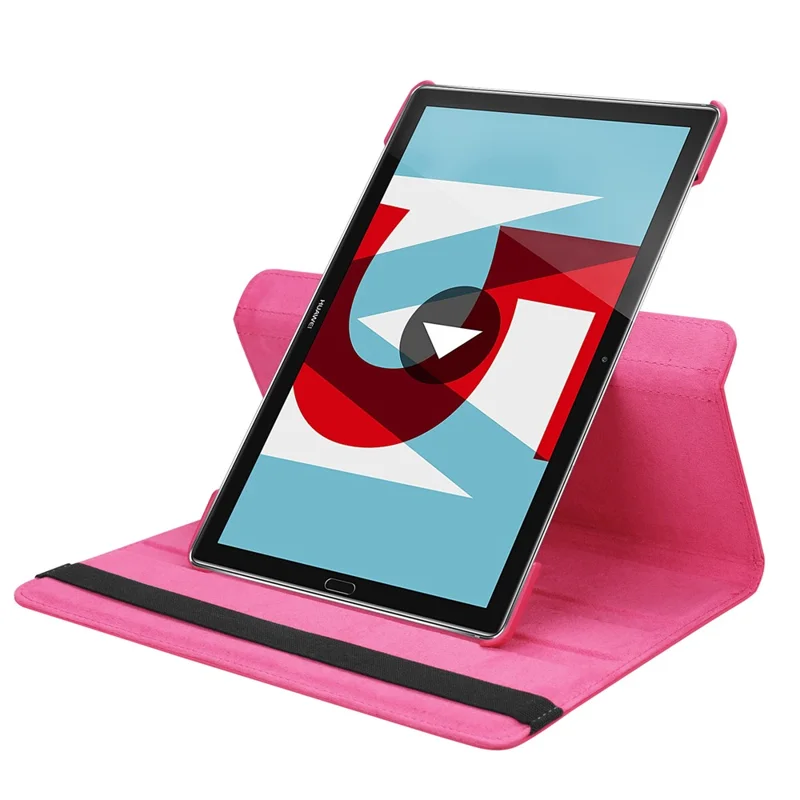 Litchi Grain Leather Stand Folio Case for Huawei Mediapad M5 10 / M5 10 (Pro) with Elastic Band - Rose