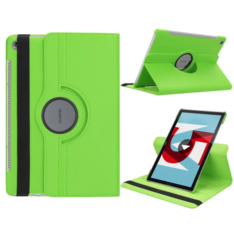 Litchi Grain Leather Stand Protection Cover for Huawei Mediapad M5 10 / M5 10 (Pro) with Elastic Band - Green